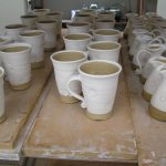 Work is made with terracotta clay, glazed with a variety of earthenware glazes and fired in an electric kiln.