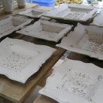 Work is made with terracotta clay, glazed with a variety of earthenware glazes and fired in an electric kiln.
